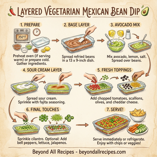 Layered Vegetarian Mexican Bean Dip instructions