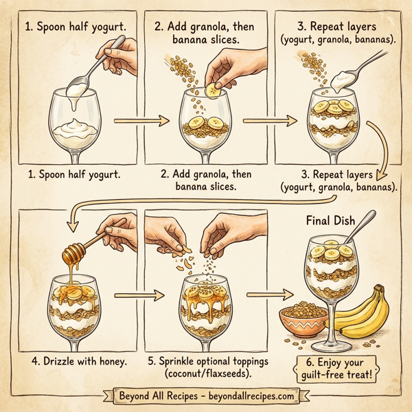 Layered Yogurt Parfait with Granola and Bananas instructions