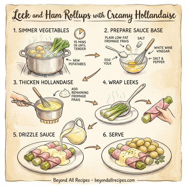 Leek and Ham Rollups with Creamy Hollandaise instructions