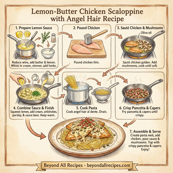 Lemon-Butter Chicken Scaloppine with Angel Hair instructions