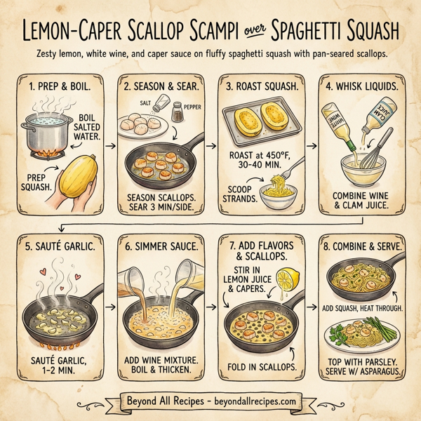 Lemon-Caper Scallop Scampi over Spaghetti Squash instructions