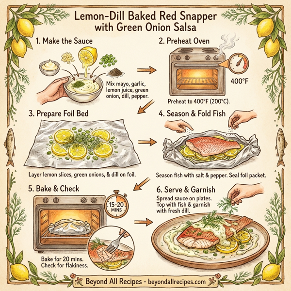 Lemon-Dill Baked Red Snapper with Green Onion Salsa instructions