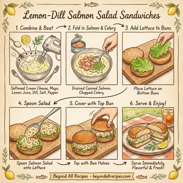 Lemon-Dill Salmon Salad Sandwiches instructions