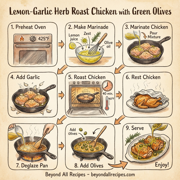 Lemon-Garlic Herb Roast Chicken with Green Olives instructions