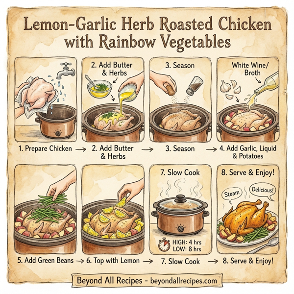 Lemon-Garlic Herb Roasted Chicken with Rainbow Vegetables instructions