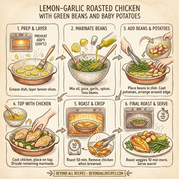 Lemon-Garlic Roasted Chicken with Green Beans and Baby Potatoes instructions
