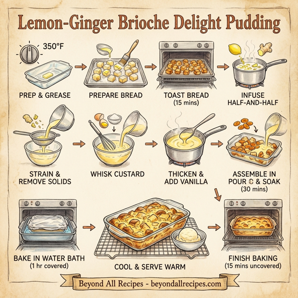Lemon-Ginger Brioche Delight Pudding instructions
