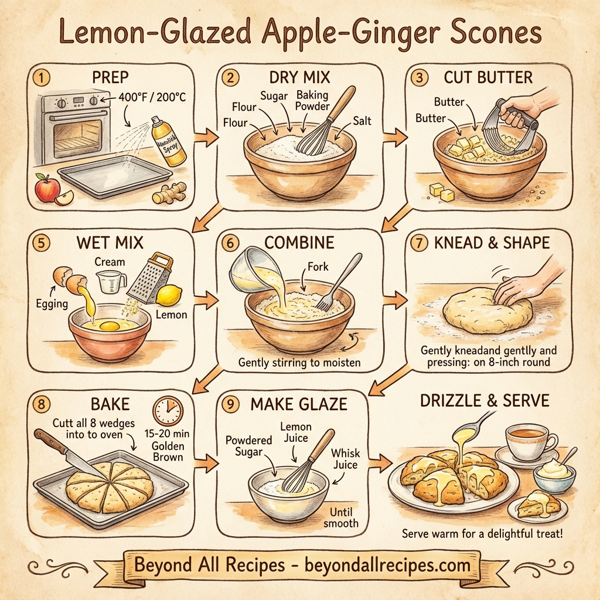 Lemon-Glazed Apple-Ginger Scones instructions