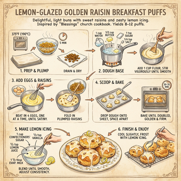 Lemon-Glazed Golden Raisin Breakfast Puffs instructions