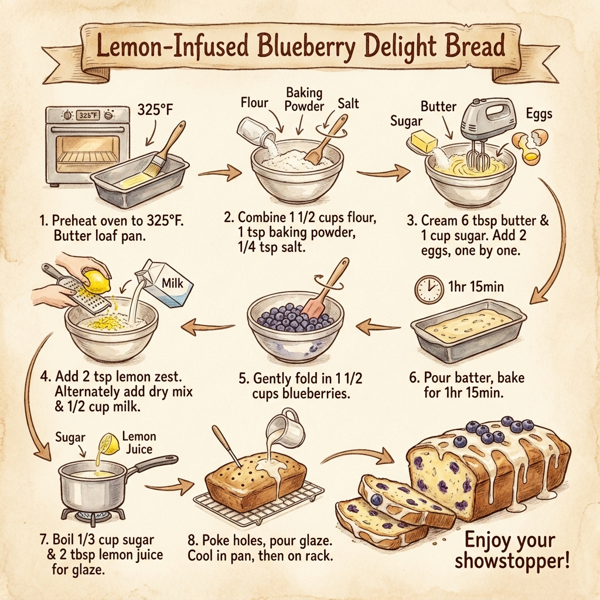Lemon-Infused Blueberry Delight Bread instructions