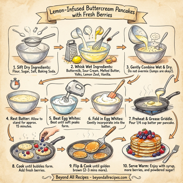Lemon-Infused Buttercream Pancakes with Fresh Berries instructions