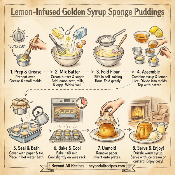 Lemon-Infused Golden Syrup Sponge Puddings instructions