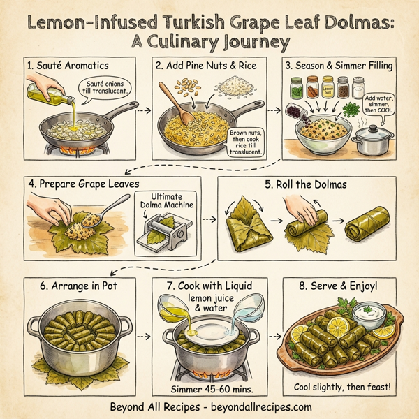 Lemon-Infused Turkish Grape Leaf Dolmas instructions