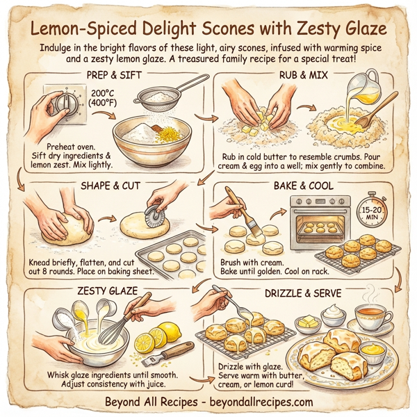 Lemon-Spiced Delight Scones with Zesty Glaze instructions