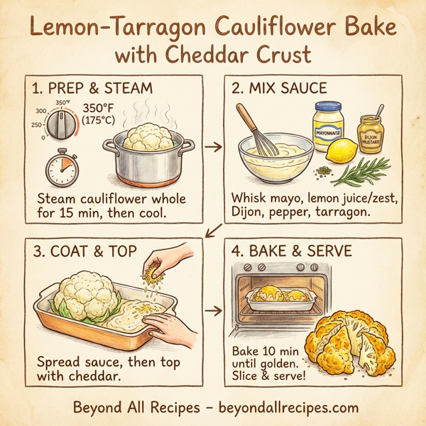 Lemon-Tarragon Cauliflower Bake with Cheddar Crust instructions
