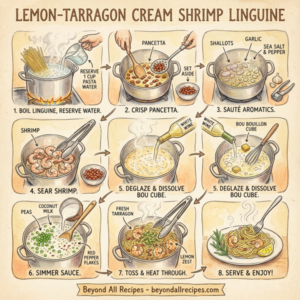 Lemon-Tarragon Cream Shrimp Linguine instructions