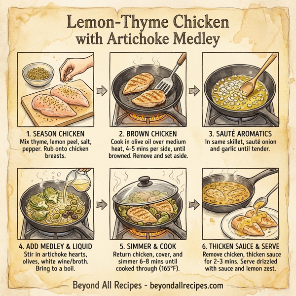 Lemon-Thyme Chicken with Artichoke Medley instructions