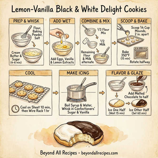 Lemon-Vanilla Black and White Delight Cookies instructions