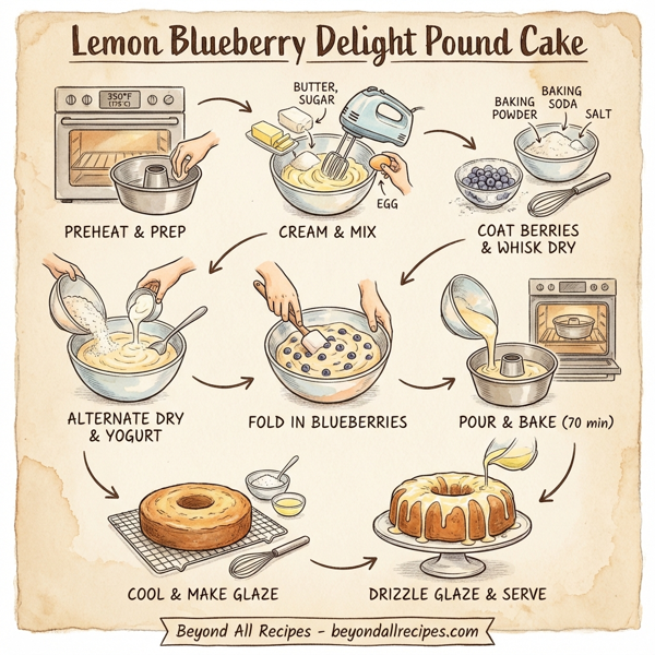 Lemon Blueberry Delight Pound Cake instructions
