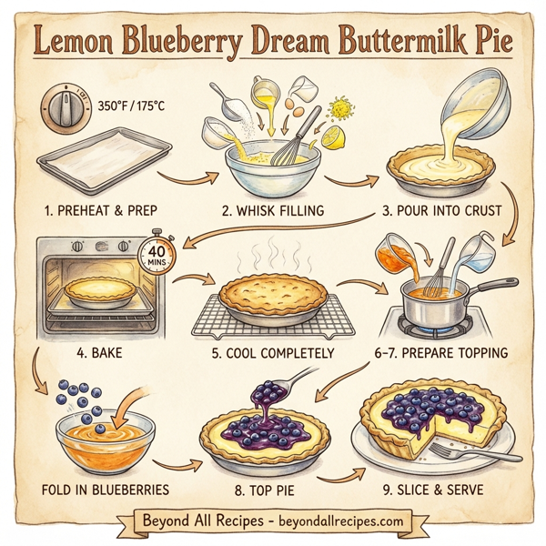 Lemon Blueberry Dream Buttermilk Pie instructions