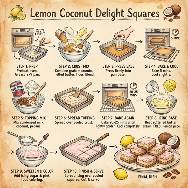 Lemon Coconut Delight Squares instructions