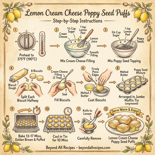 Lemon Cream Cheese Poppy Seed Puffs instructions