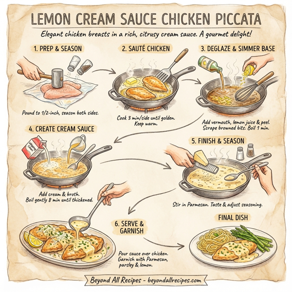 Lemon Cream Sauce Chicken Piccata instructions