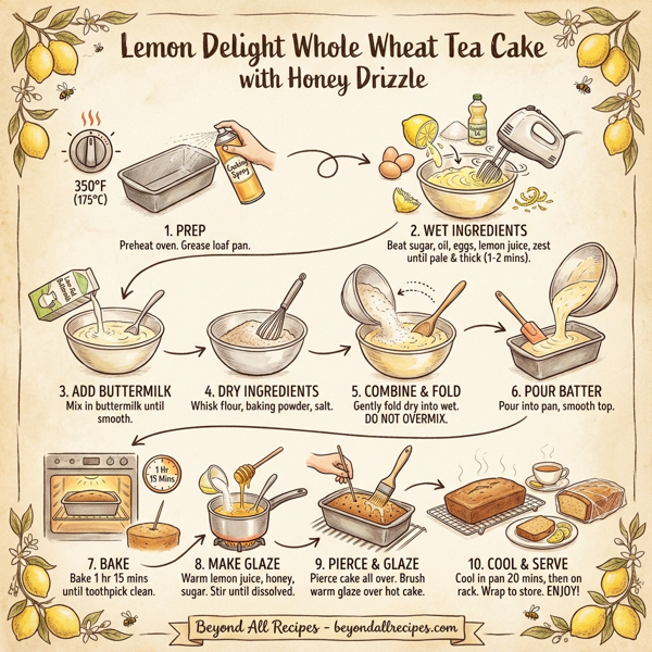 Lemon Delight Whole Wheat Tea Cake with Honey Drizzle instructions
