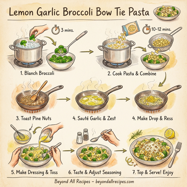 Lemon Garlic Broccoli Bow Tie Pasta instructions