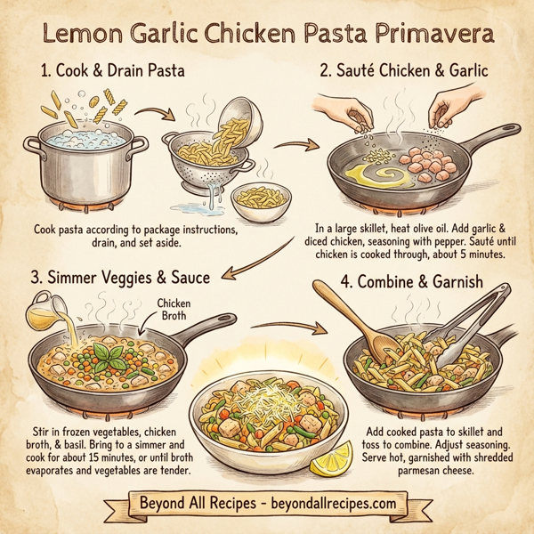 Lemon Garlic Chicken Pasta Primavera instructions