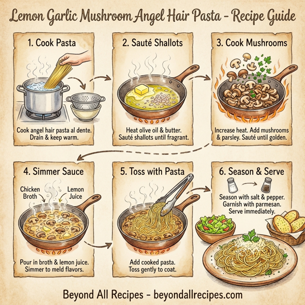 Lemon Garlic Mushroom Angel Hair Pasta instructions