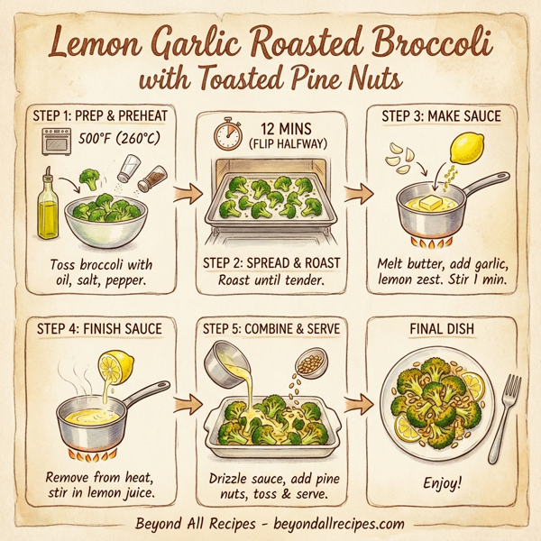 Lemon Garlic Roasted Broccoli with Toasted Pine Nuts instructions