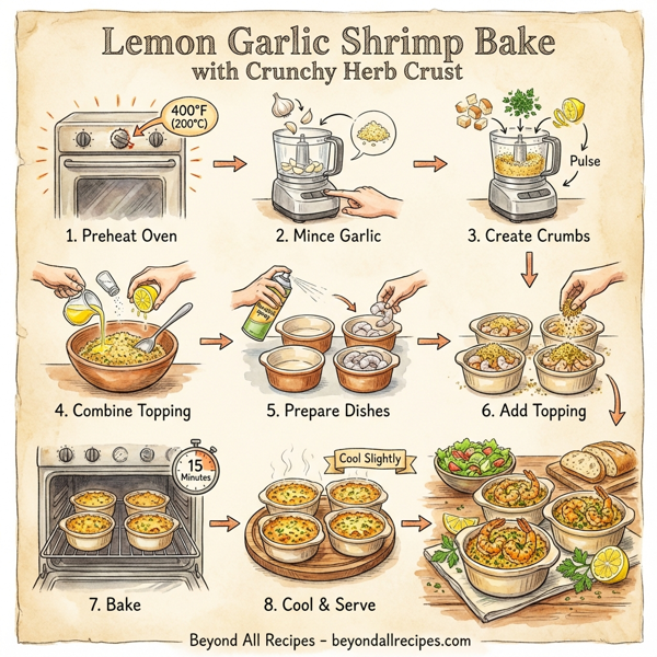 Lemon Garlic Shrimp Bake with Crunchy Herb Crust instructions