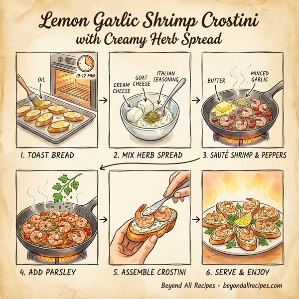 Lemon Garlic Shrimp Crostini with Creamy Herb Spread instructions
