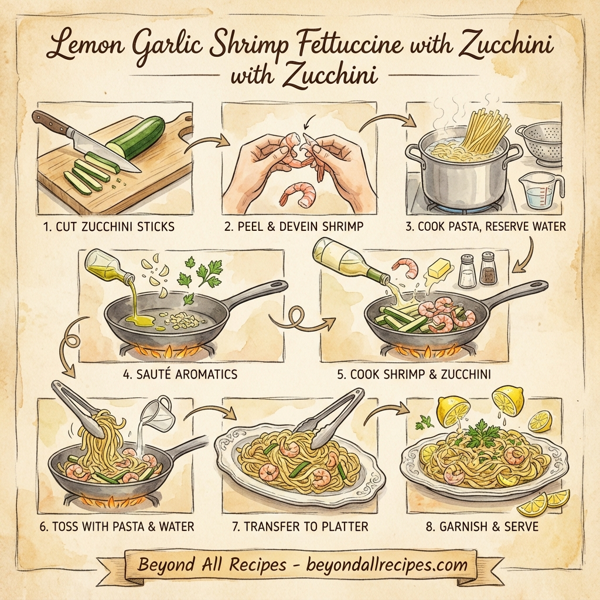 Lemon Garlic Shrimp Fettuccine with Zucchini instructions