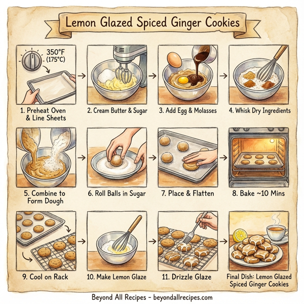 Lemon Glazed Spiced Ginger Cookies instructions