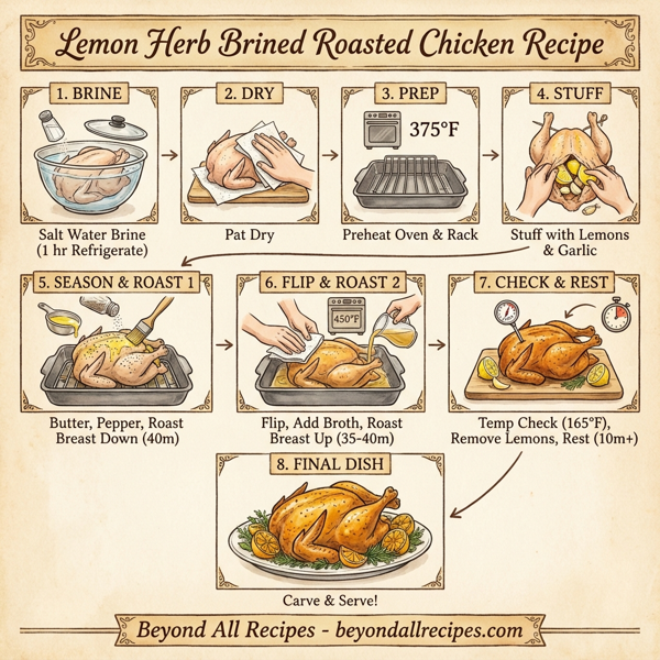 Lemon Herb Brined Roasted Chicken instructions