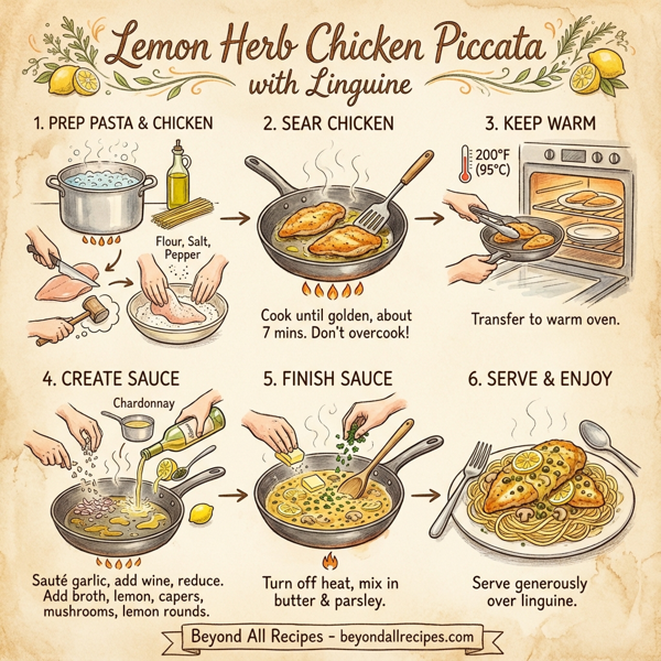 Lemon Herb Chicken Piccata with Linguine instructions