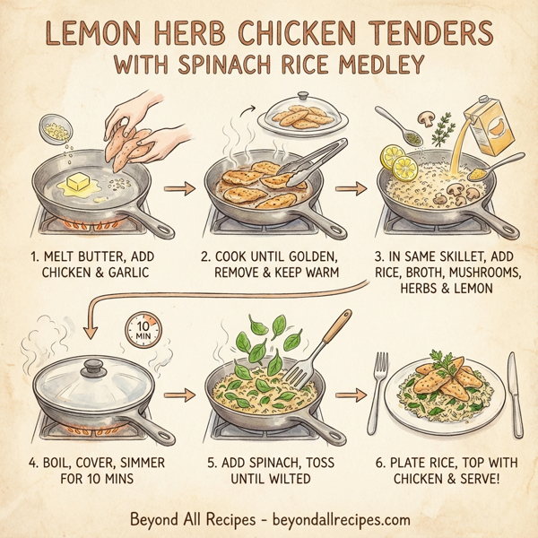 Lemon Herb Chicken Tenders with Spinach Rice Medley instructions