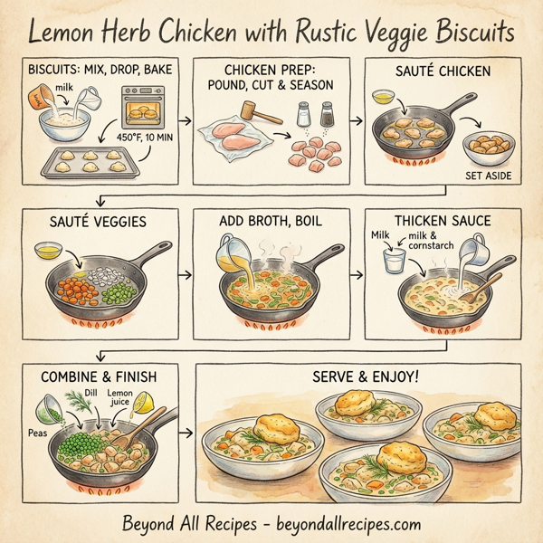 Lemon Herb Chicken with Rustic Veggie Biscuits instructions