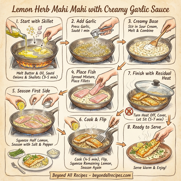 Lemon Herb Mahi Mahi with Creamy Garlic Sauce instructions