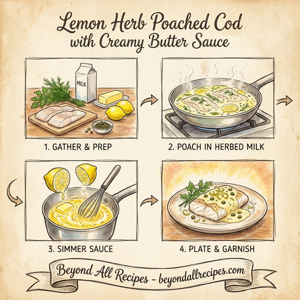 Lemon Herb Poached Cod with Creamy Butter Sauce instructions