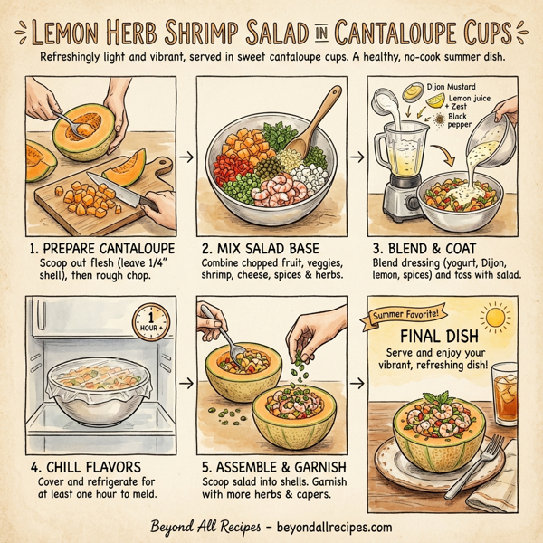 Lemon Herb Shrimp Salad in Cantaloupe Cups instructions