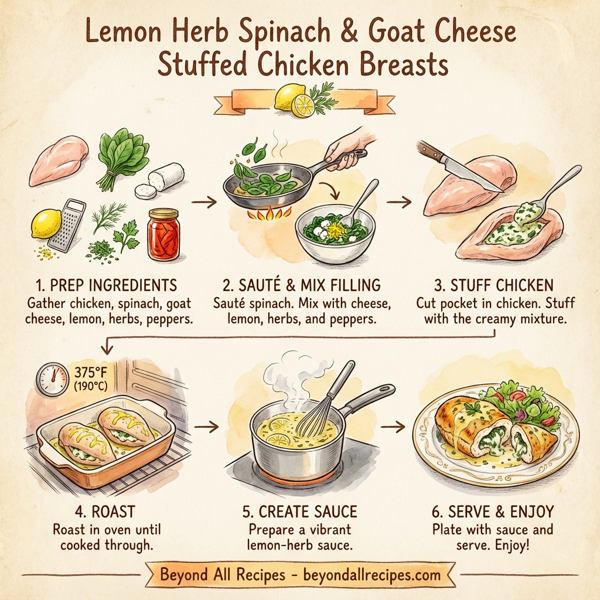 Lemon Herb Spinach and Goat Cheese Stuffed Chicken Breasts instructions