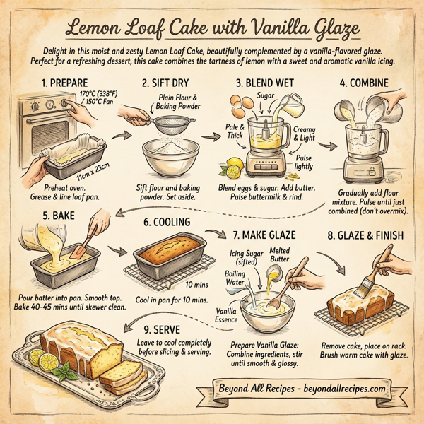 Lemon Loaf Cake with Vanilla Glaze instructions