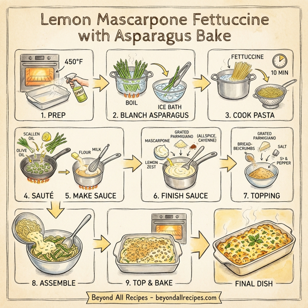 Lemon Mascarpone Fettuccine with Asparagus Bake instructions