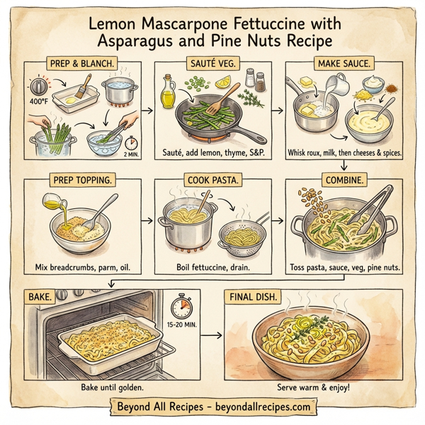 Lemon Mascarpone Fettuccine with Asparagus and Pine Nuts instructions