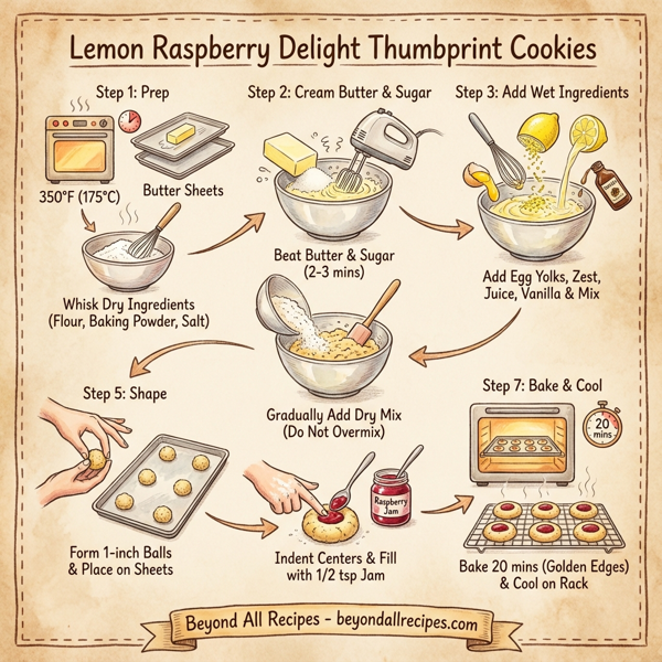 Lemon Raspberry Delight Thumbprint Cookies instructions