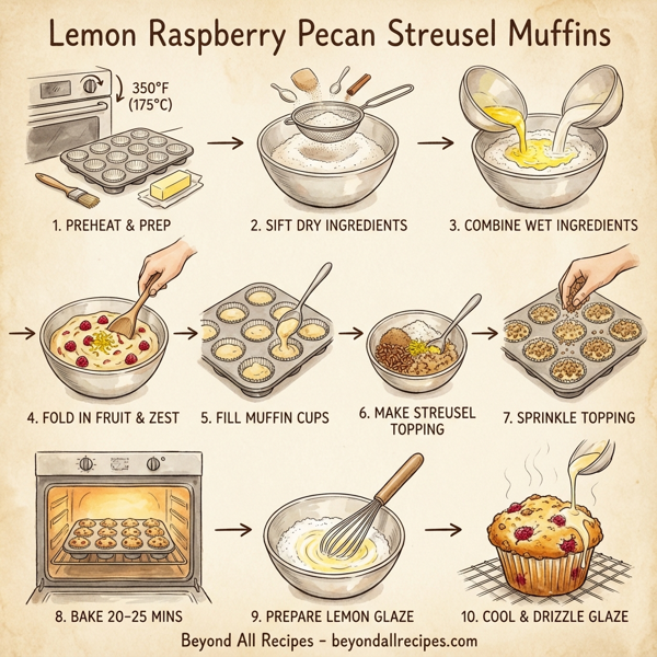 Lemon Raspberry Pecan Streusel Muffins instructions