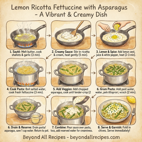 Lemon Ricotta Fettuccine with Asparagus instructions